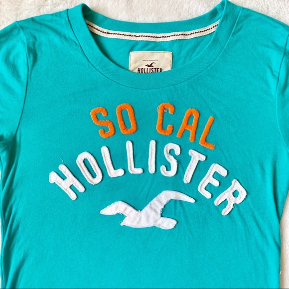 🍍 Hollister teal graphic logo t-shirt size S - Picture 3 of 5